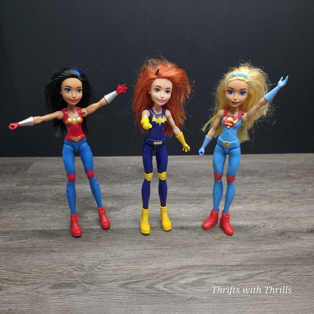 2015 DC Comics - 3 Super Hero Girls Barbie Dolls Lot - Bat Girl, WW, Super Girl‎